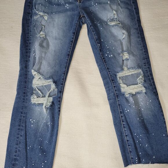 Kancan Jeans Womens Sz 11/29 Distressed Medium Wash University College School - Picture 6 of 16